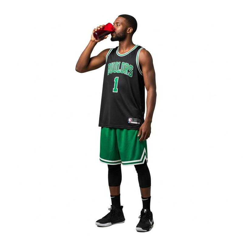 African-American Basketball Player Enjoys Grape Juice