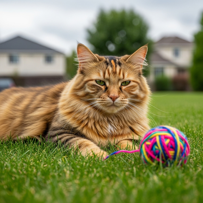 Adorable Domestic Cat with Vibrant Orange and Black Fur
