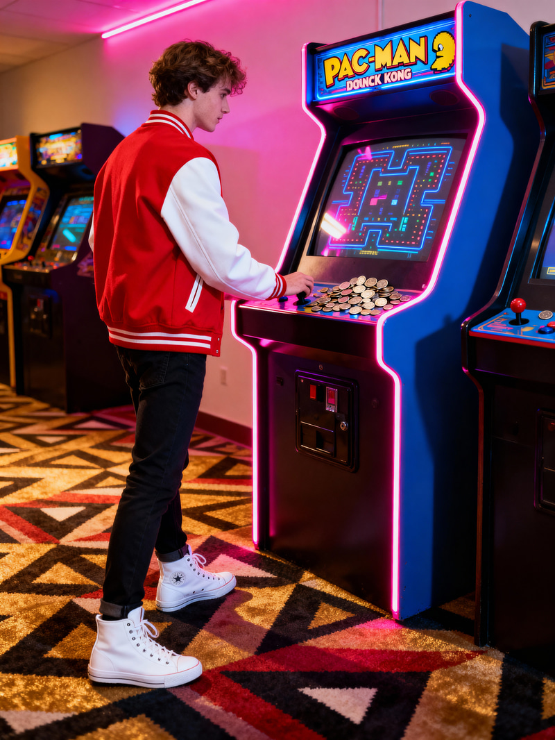 Retro 80s Arcade Experience: Play Pac-Man & Donkey Kong