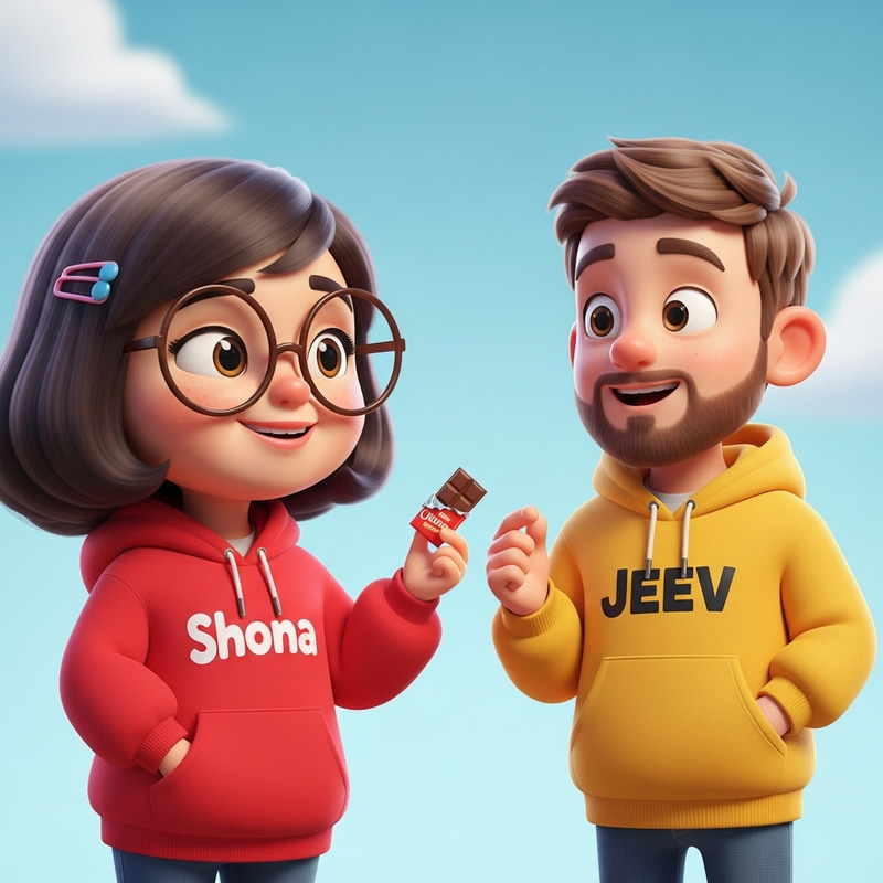 Cute Short Girl & Boy Cartoon in Personalized Hoodies Cute Short Girl & Boy Cartoon in Personalized Hoodies