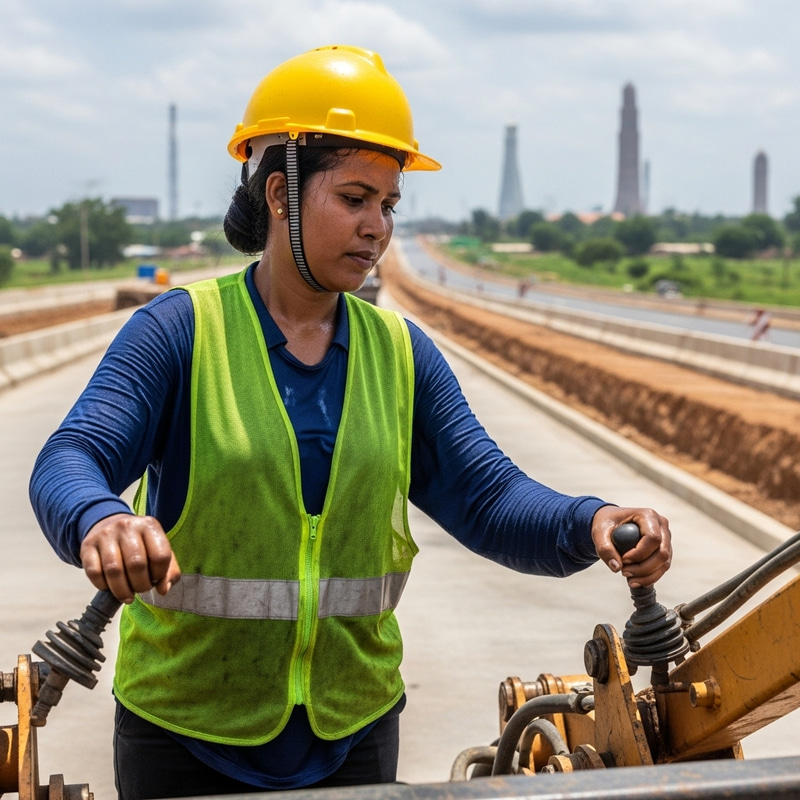 Construction Worker Building Roads in Nigeria