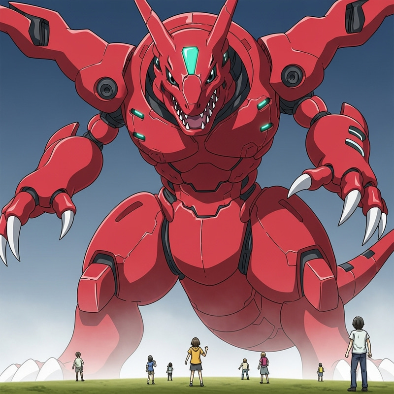 Giant Red Digimon Overwhelming Scene Giant Red Digimon Overwhelming Scene