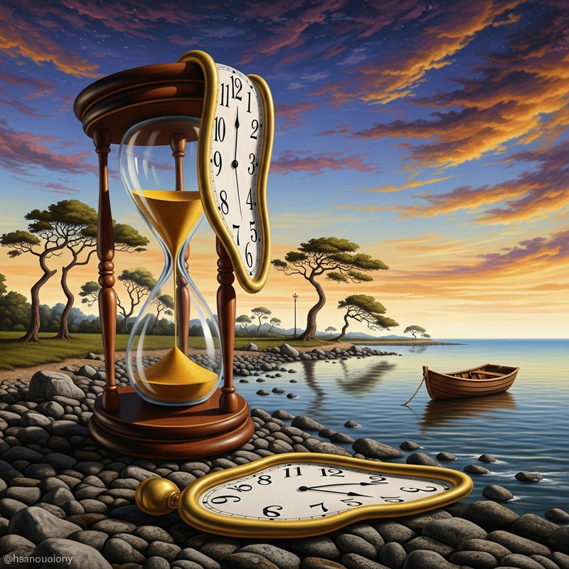 Abstract Surrealism: Captivating Hourglass Scene Artwork Abstract Surrealism: Captivating Hourglass Scene Artwork