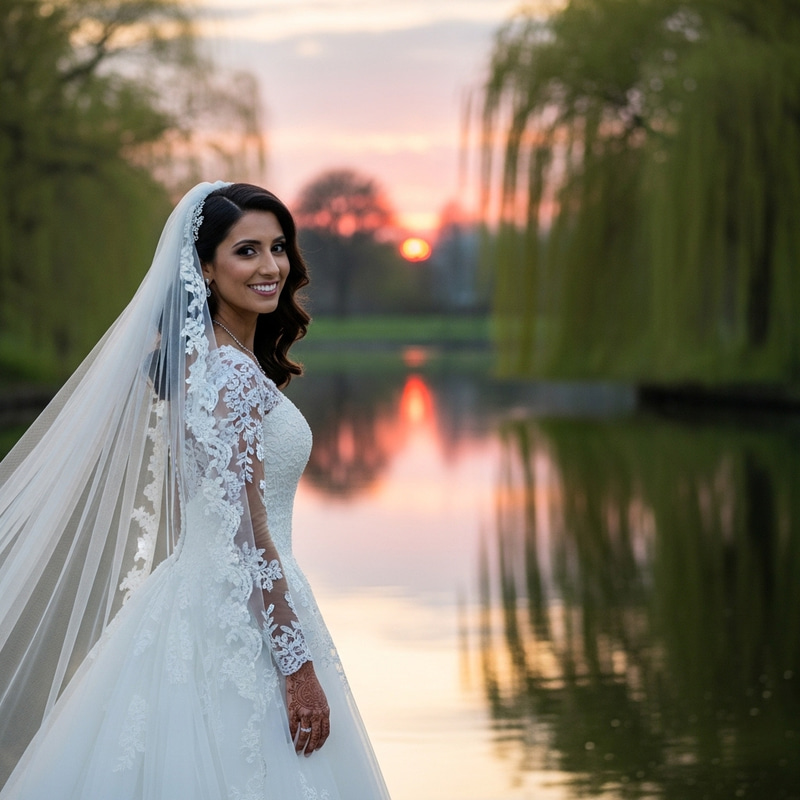 Breathtaking South Asian Bride in White Wedding Gown