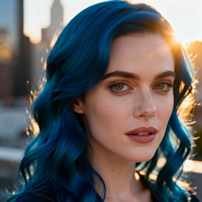 Vibrant Blue Hair Portrait in Urban Setting Vibrant Blue Hair Portrait in Urban Setting