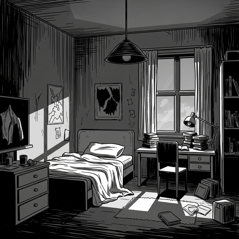 Dreary Bedroom Comic: A Gloomy Narrative Dreary Bedroom Comic: A Gloomy Narrative