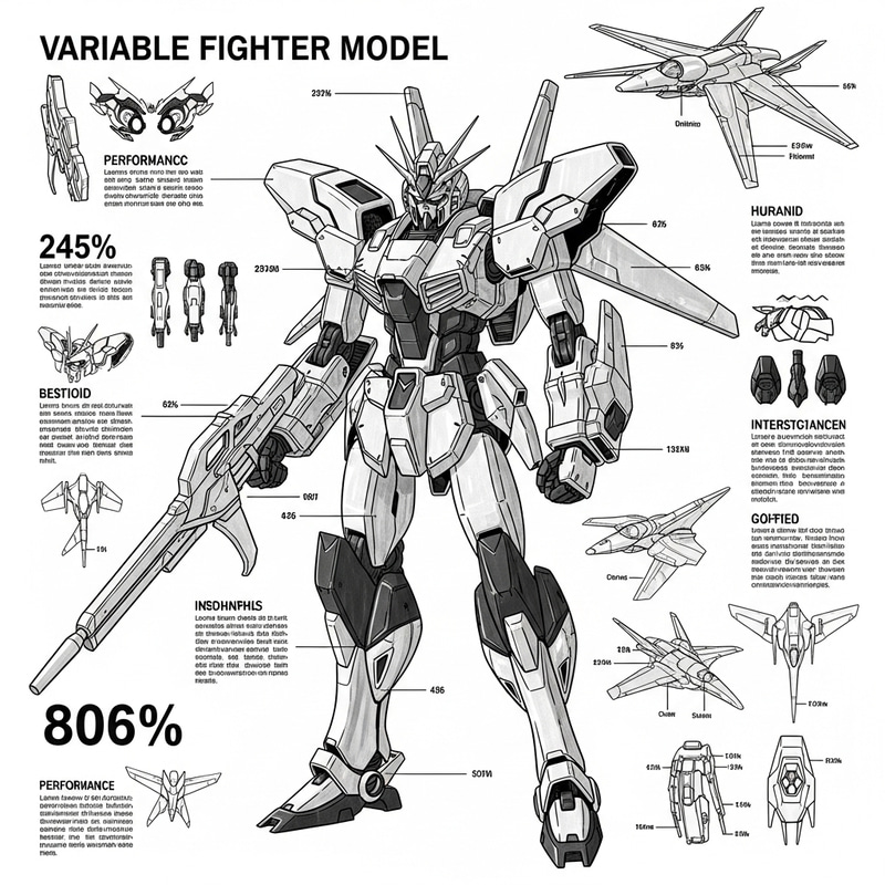Robust Black and White VF-1s Robotec Macross Infographic Robust Black and White VF-1s Robotec Macross Infographic