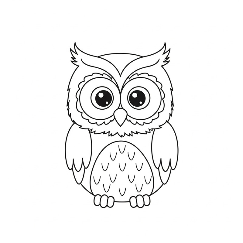 Simple and Cute Owl Coloring Page for Kids