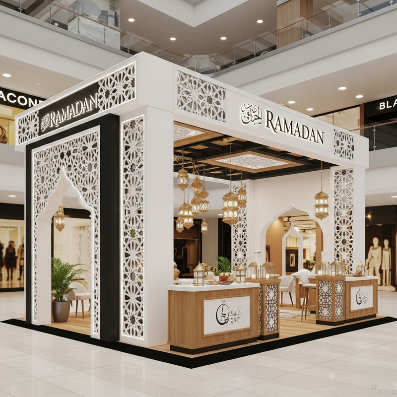 Modern and Creative Ramadan Stand Mockup in Busy Mall | Islamic Design Modern and Creative Ramadan Stand Mockup in Busy Mall | Islamic Design