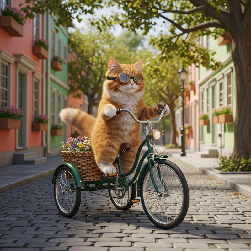 Cat Riding Three-Wheeled Bicycle | Cute Animal Adventure Cat Riding Three-Wheeled Bicycle | Cute Animal Adventure