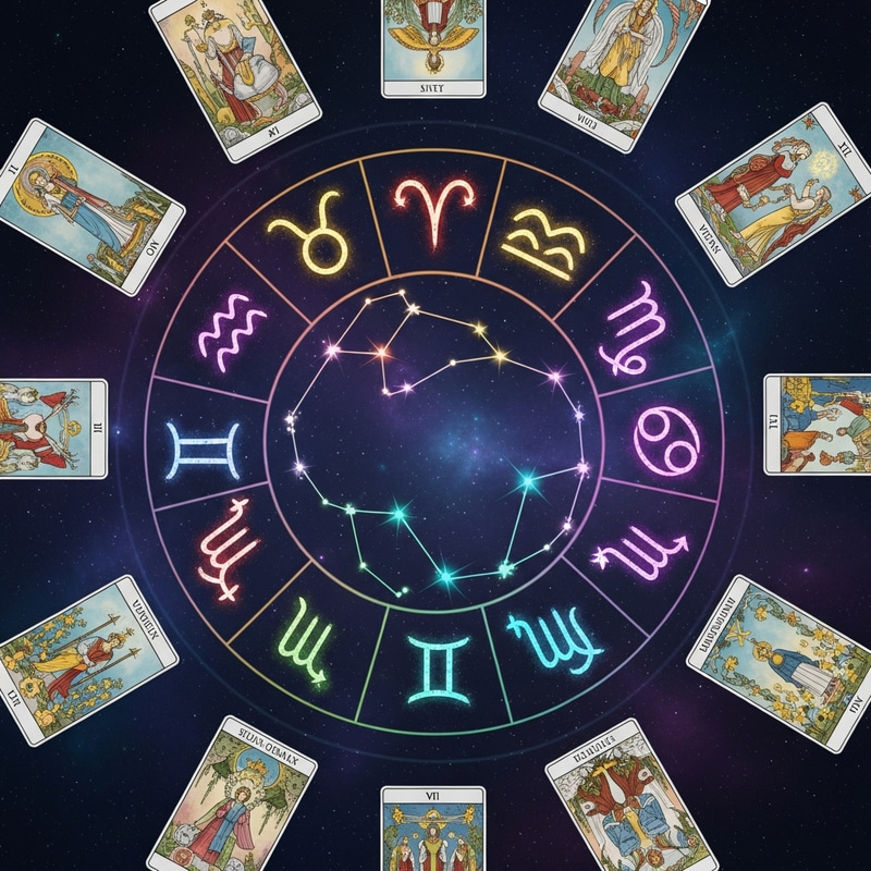 Bright Celestial Harmony: Zodiac Signs and Tarot Cards Bright Celestial Harmony: Zodiac Signs and Tarot Cards