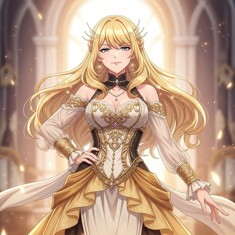 Nude Blonde Woman in Anime Style