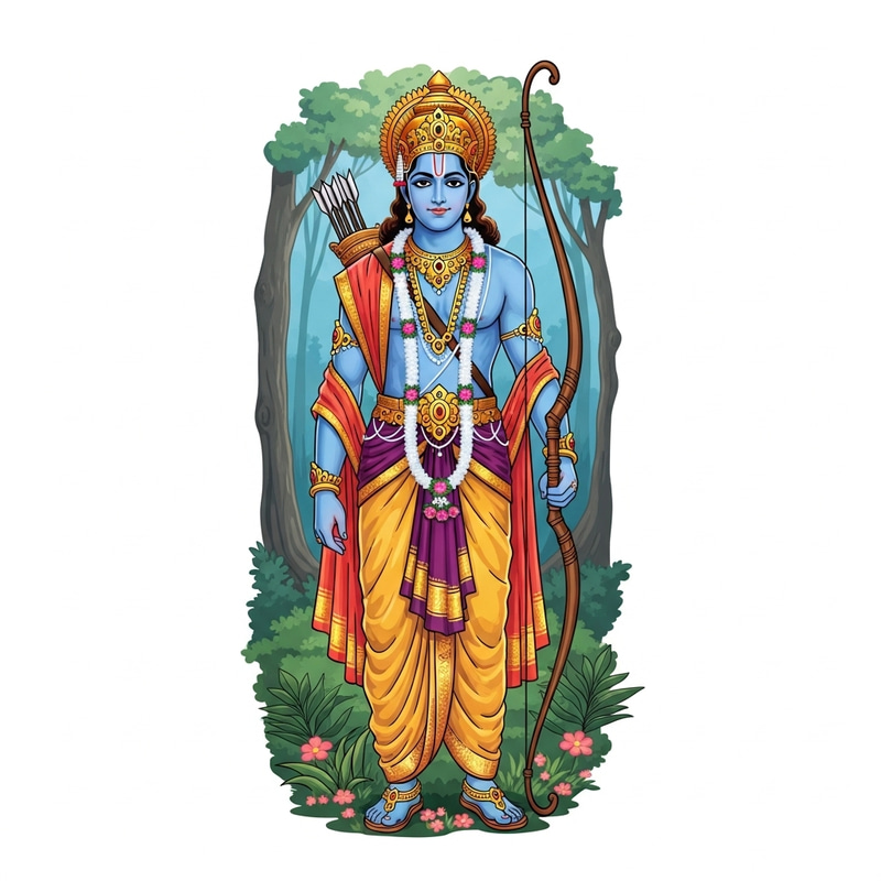 Lord Rama in Regal Indian Attire | Spiritual Artwork Lord Rama in Regal Indian Attire | Spiritual Artwork