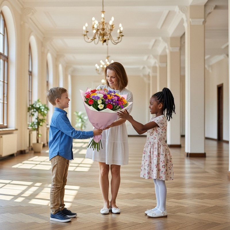 Children Surprising Mom with Beautiful Bouquet | Heartwarming Moment