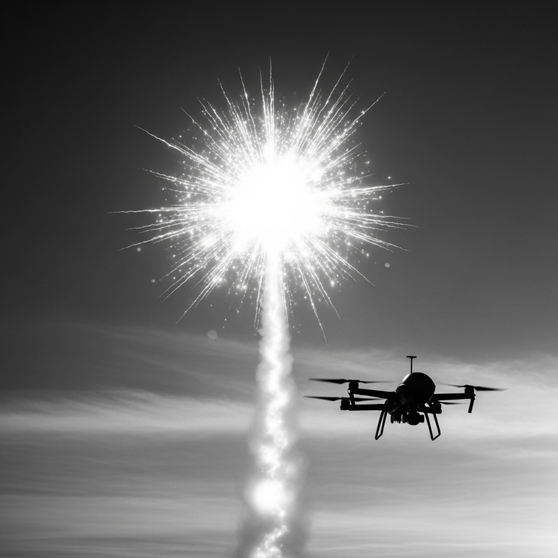 Explosive Drone Strike, Black and White
