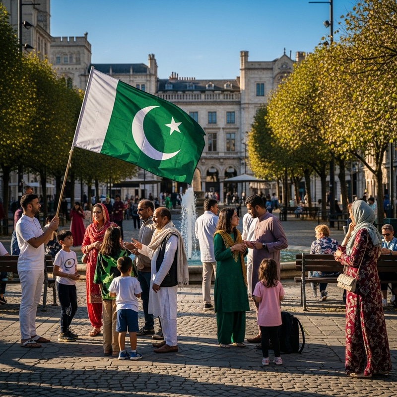 Pakistan Flag at Political Gathering in Public Square Pakistan Flag at Political Gathering in Public Square