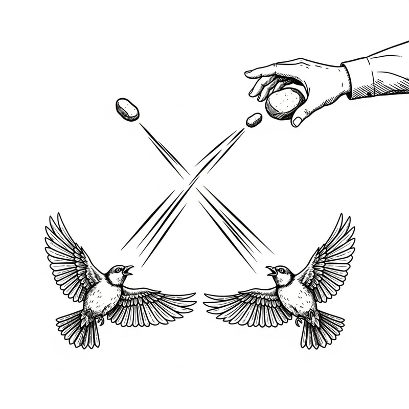 Killing Two Birds: Ancient Proverb Illustration