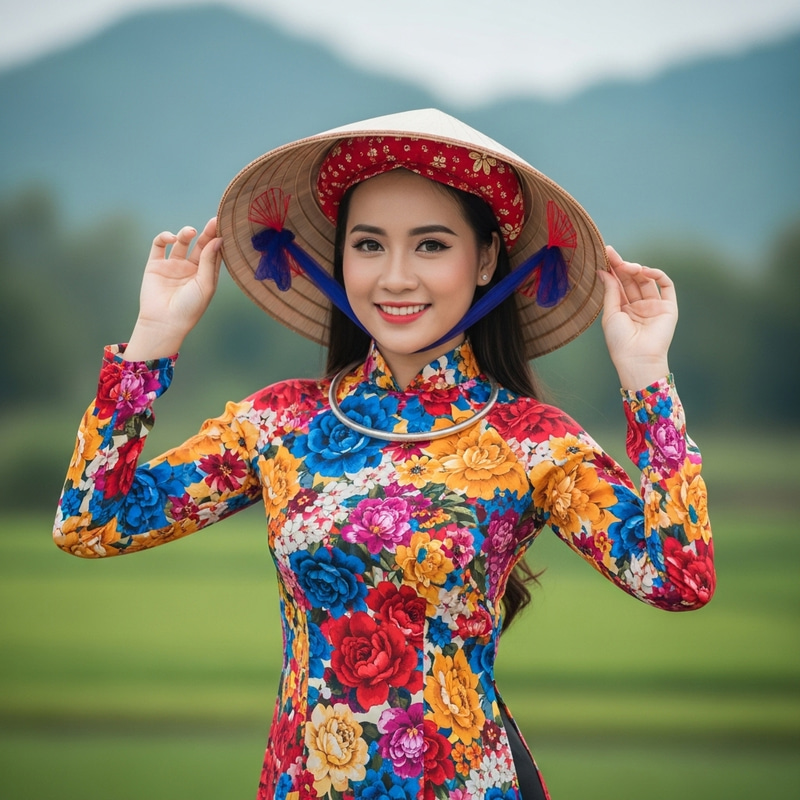 Vietnamese Beauty: Captivating Style in Ao Dai and Conical Hat