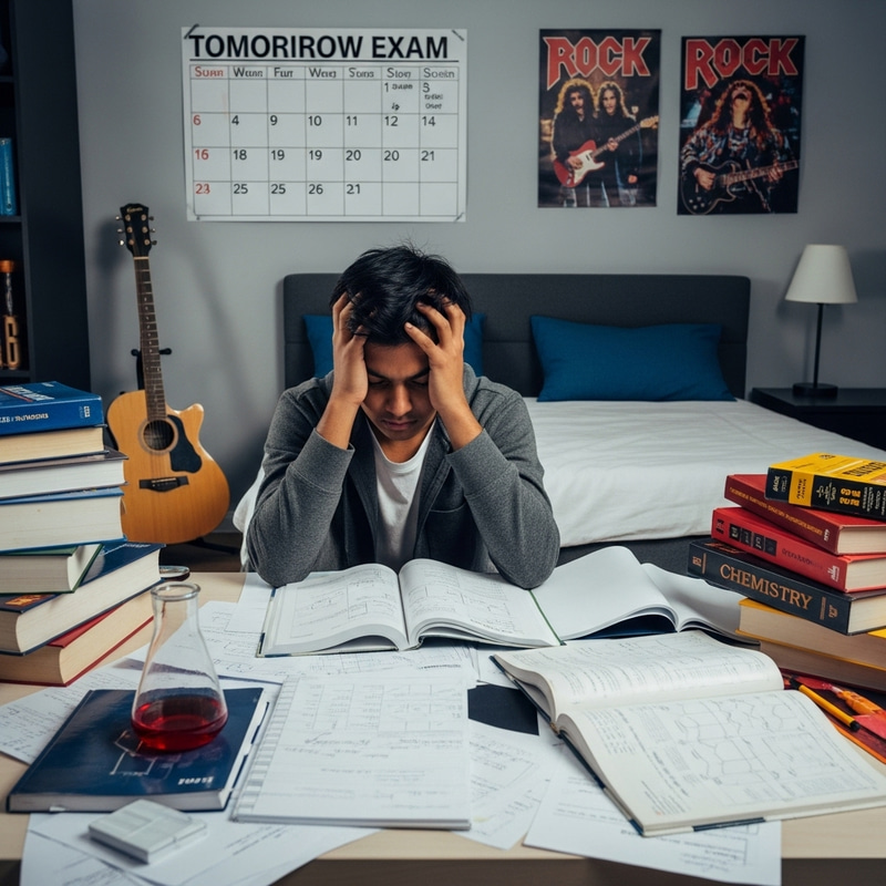 Boy Stressed About Chemistry Exam Tomorrow