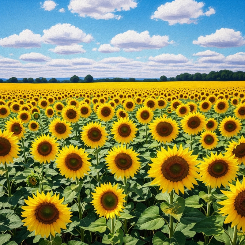Radiant Sunflower Fields | Impressionist Style