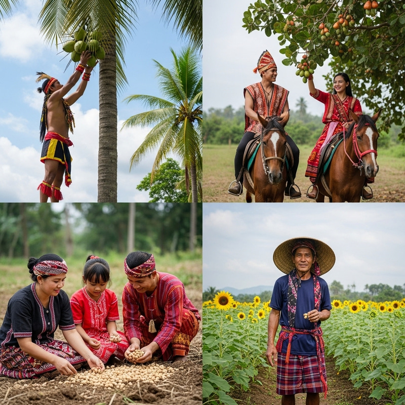 Traditional Harvesting in Indonesia: Coconut, Cashew, Peanuts & Sunflower