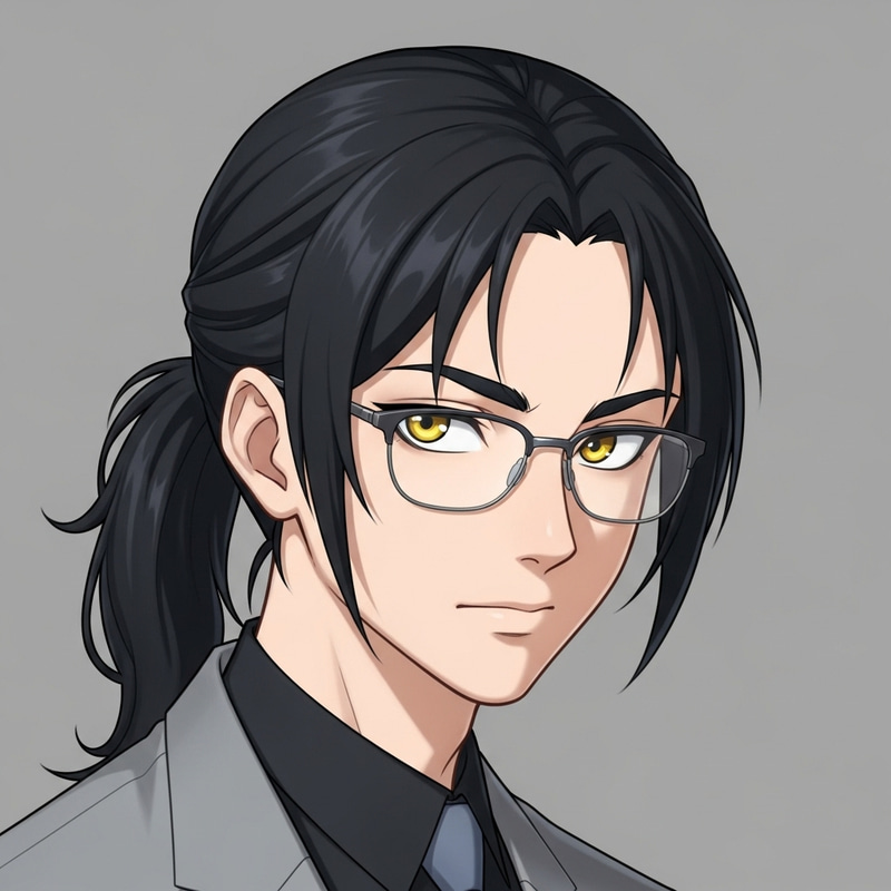 Stylish Boy with Glasses and Yellow Eyes Stylish Boy with Glasses and Yellow Eyes