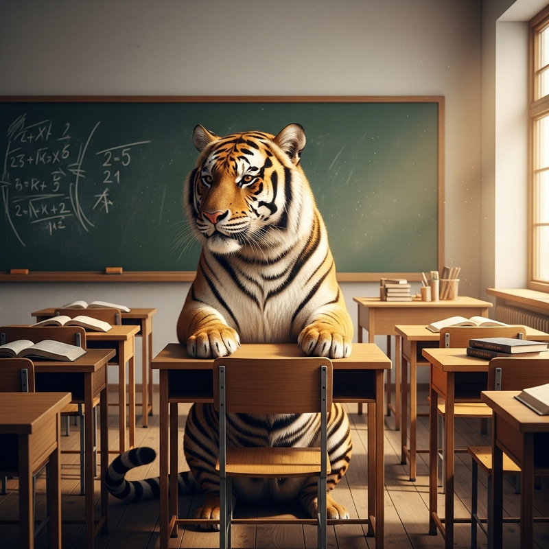 Quiet Tiger in Classroom Setting Quiet Tiger in Classroom Setting