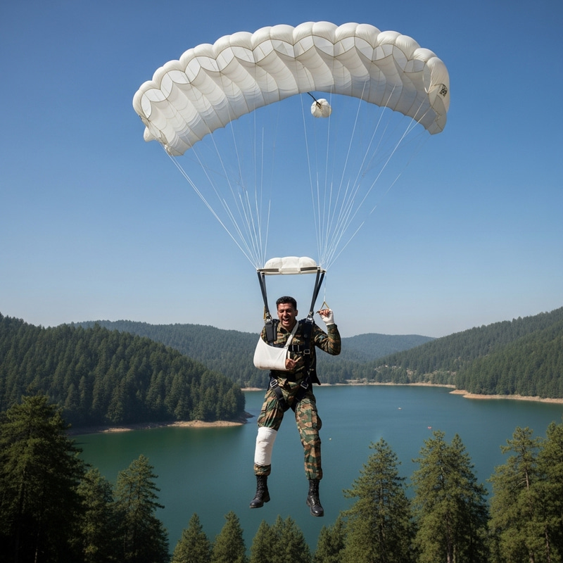 Military Man Rescue: Parachuting into Lake Military Man Rescue: Parachuting into Lake