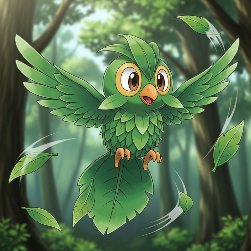 Frondillo - Small Avian Pokémon with Agility and Leaf Throwing Abilities