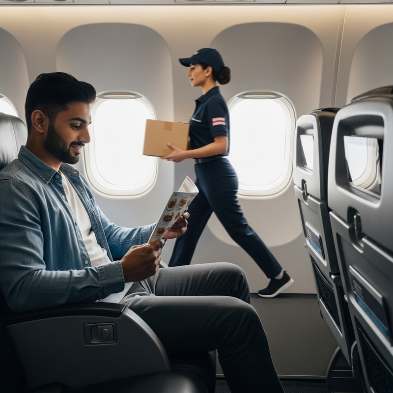 Man on Plane Orders Food | Courier Seen in Window Man on Plane Orders Food | Courier Seen in Window