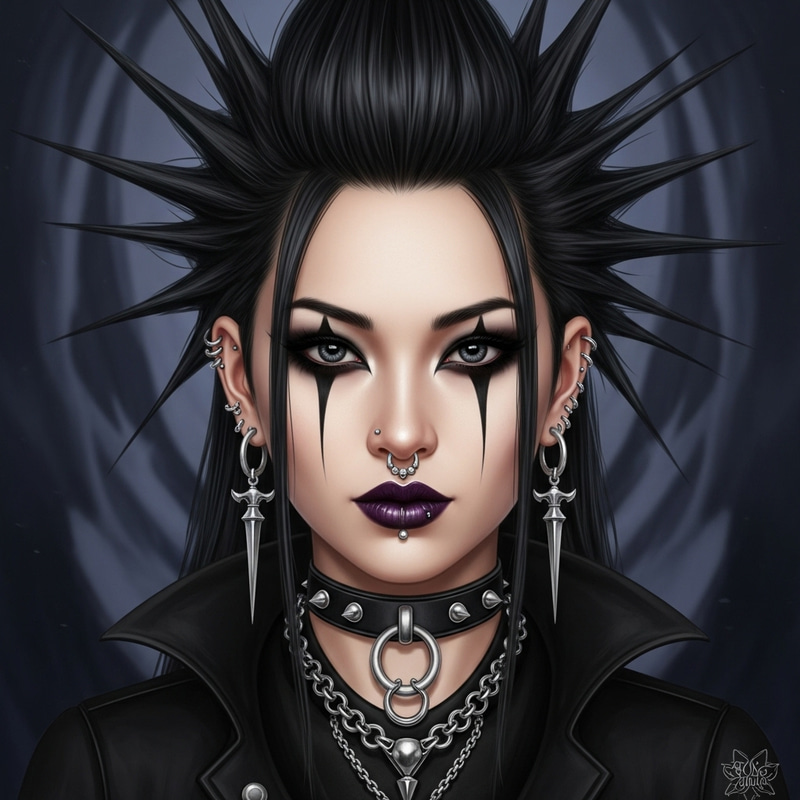 Asian Goth Female Portrait | Edgy Makeup & Spiky Hairstyle