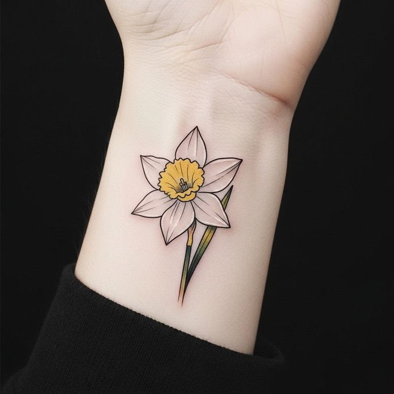 Minimal Narcissus Wrist Tattoo Design Minimal Narcissus Wrist Tattoo Design