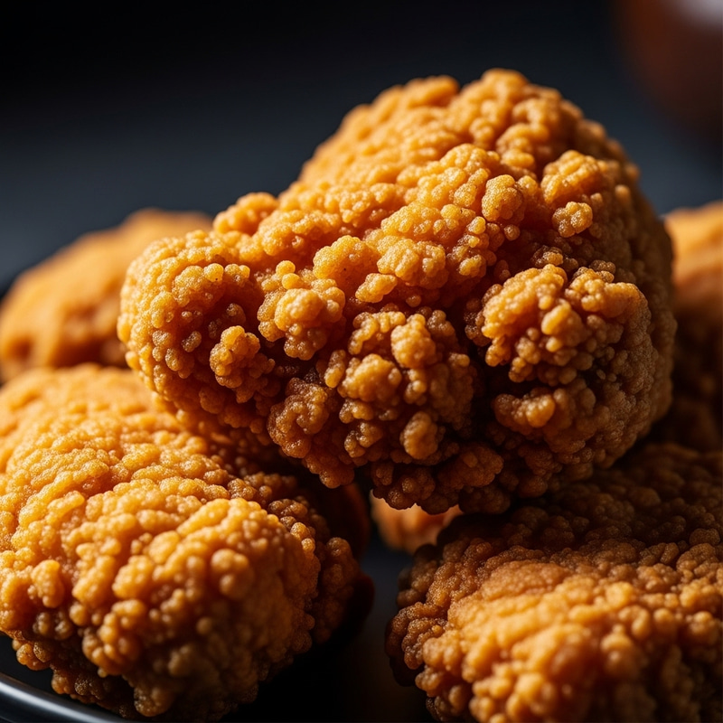 Crispy Fried Chicken: Moody Macro Shot for Food Lovers