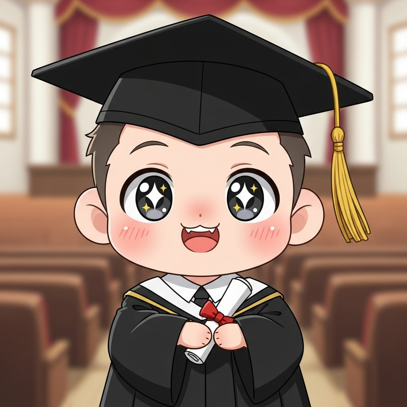 Cute Chibi Graduate with Diploma - Adorable Image Cute Chibi Graduate with Diploma - Adorable Image