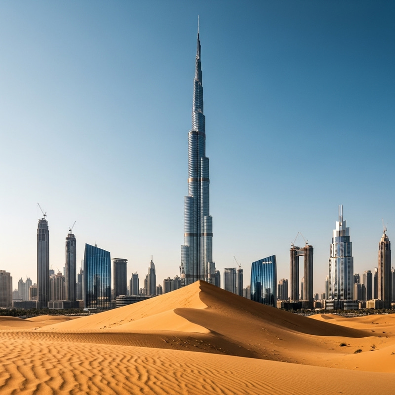 Burj Khalifa Half Buried in Dubai Sands | Stunning Cityscape