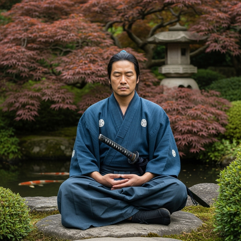 Miyamoto Musashi Meditating with a Katana Miyamoto Musashi Meditating with a Katana