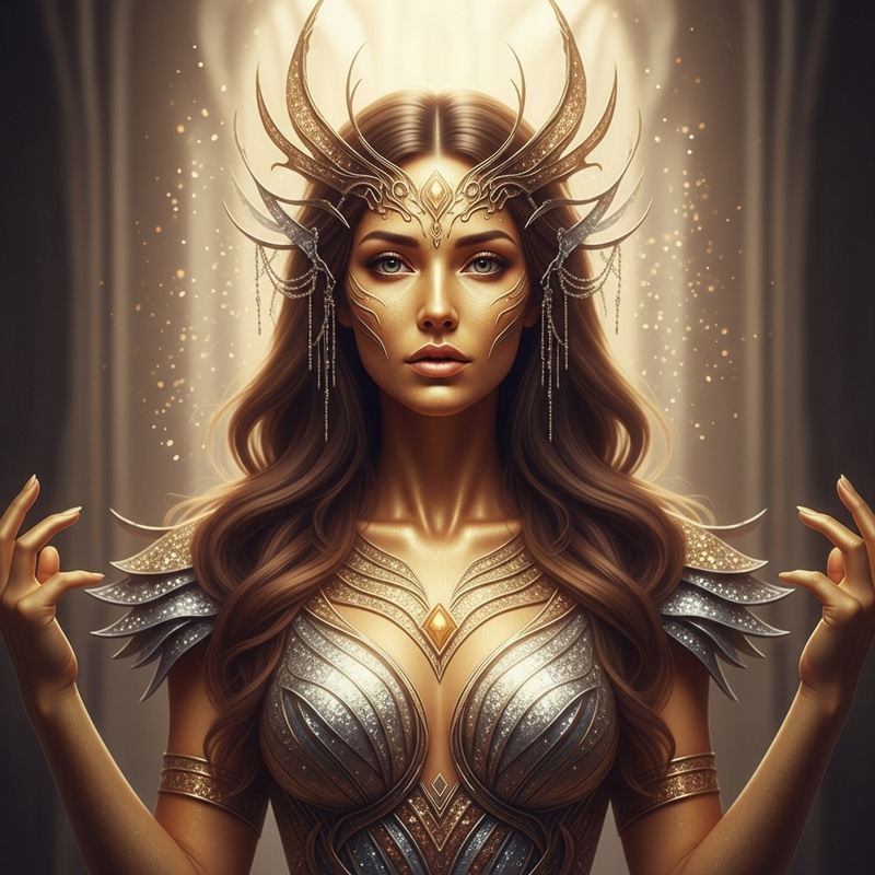 Majestic Golden-Skinned Alien Goddess: Divine Beauty & Power