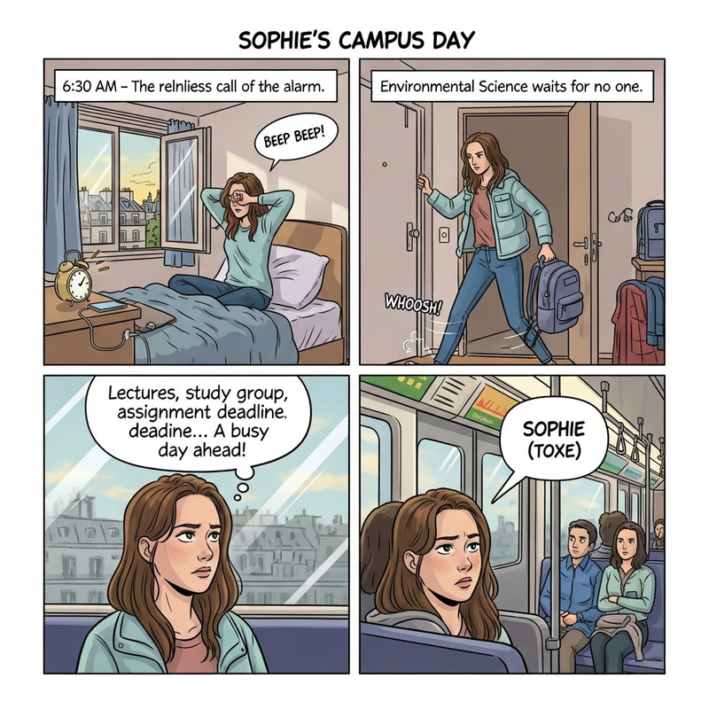 Sophie's Busy Day: A 19-Year-Old's Environmental Science Journey in Paris