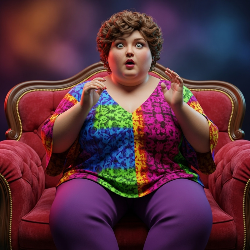 Vibrant 3D Render of Surprised Overweight Model Vibrant 3D Render of Surprised Overweight Model