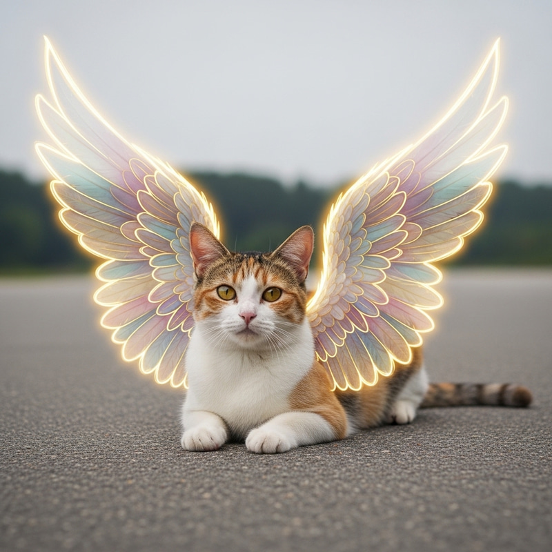 Majestic Angel Cat with Translucent Wings Majestic Angel Cat with Translucent Wings