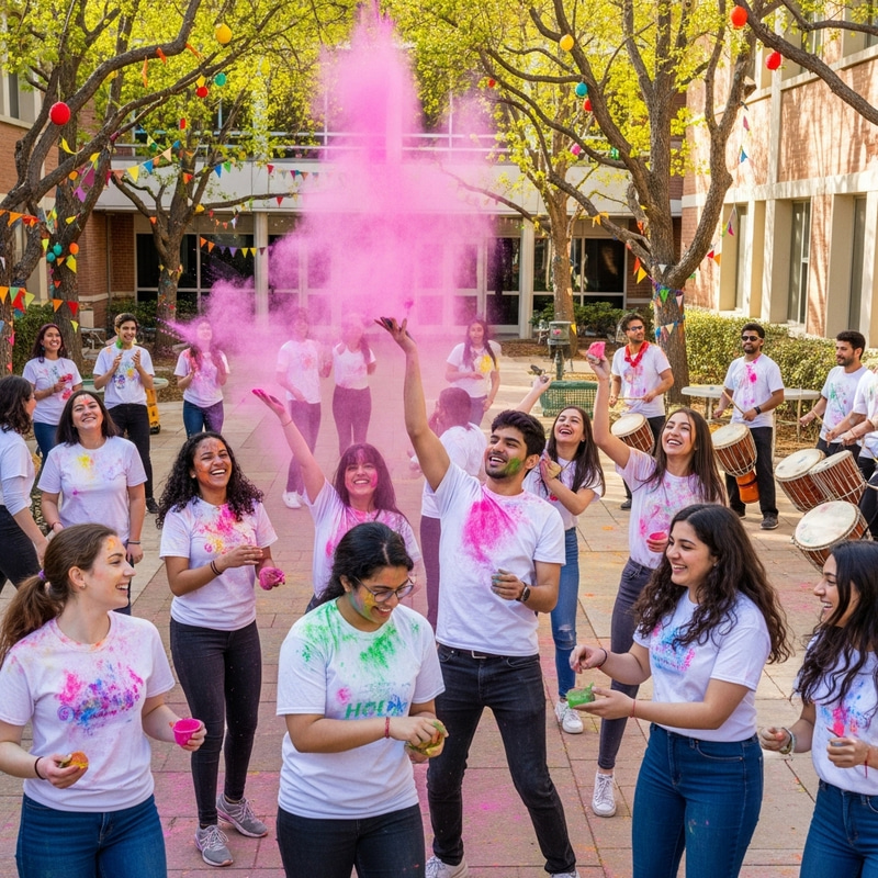 Colorful Holi Festivities at College - Joyful Celebration Colorful Holi Festivities at College - Joyful Celebration