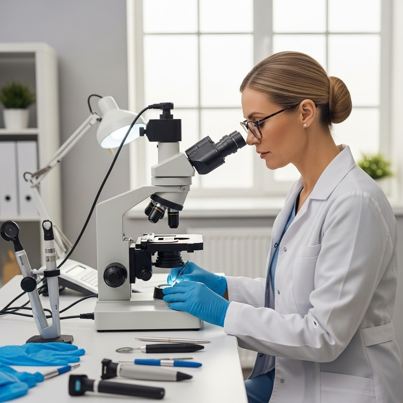 Expert Dermatologist at Work in Modern Office Expert Dermatologist at Work in Modern Office