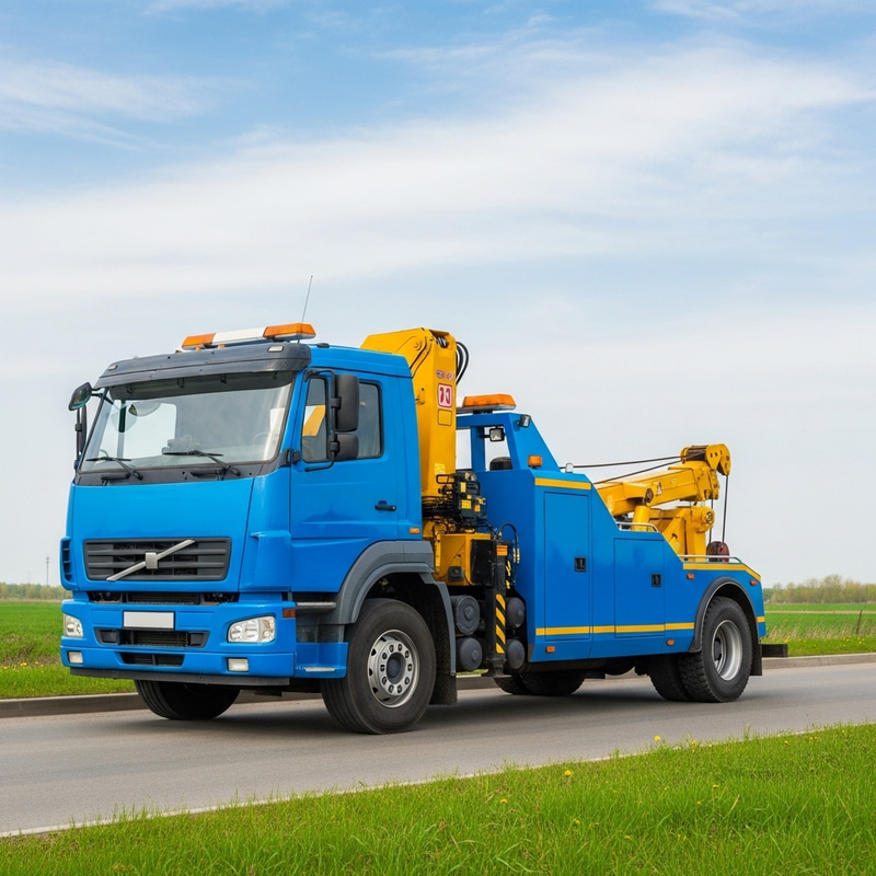 Bright Blue Tow Truck - Reliable Towing Service Bright Blue Tow Truck - Reliable Towing Service