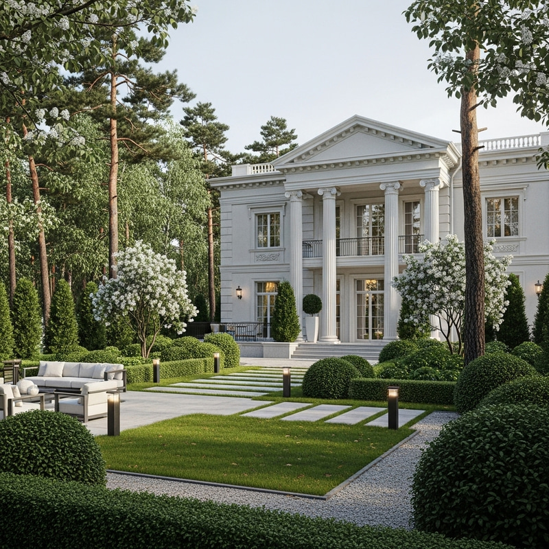 Neoclassical House with Beautiful Yard Neoclassical House with Beautiful Yard