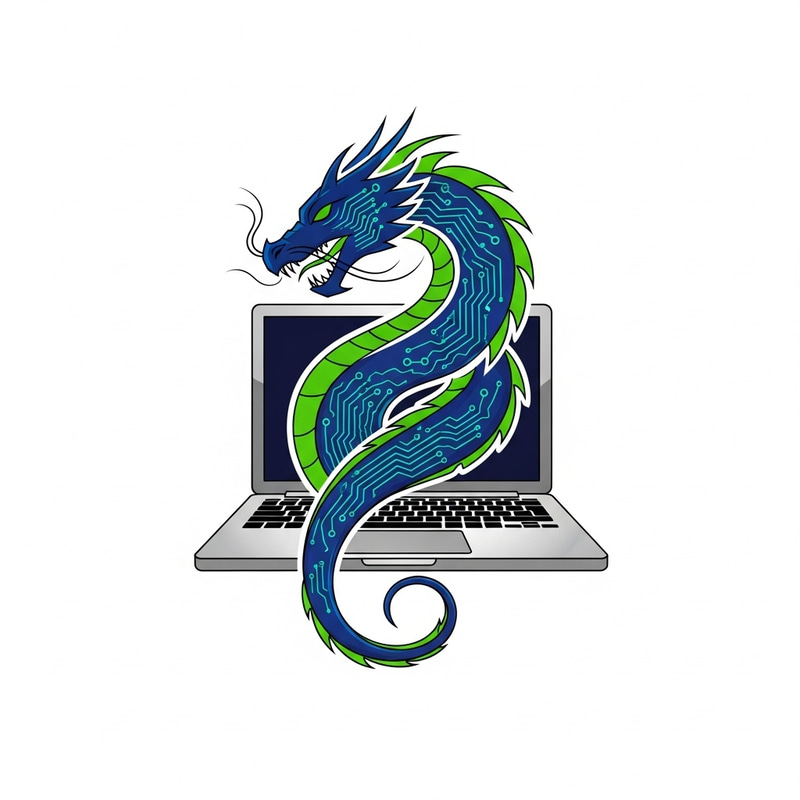 Modern Dragon Logo with Tech Symbol - Unique Design