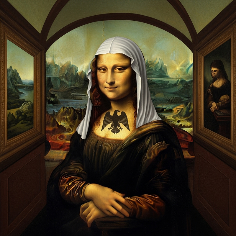 Mona Lisa Eagle Symbol Interpretation - Surreal Artwork