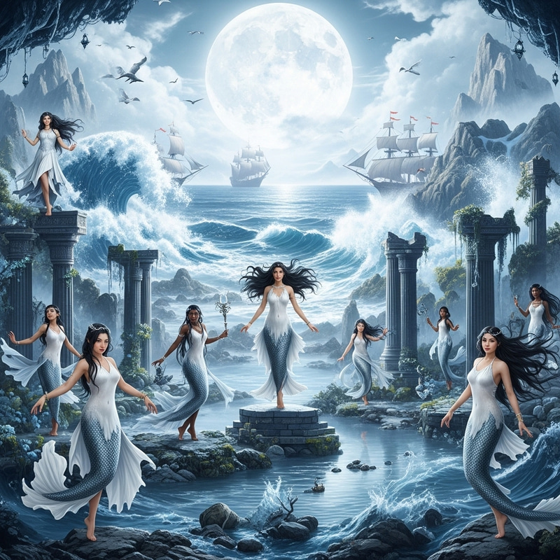 Moonlit Mystical Land: Enchanting Eastern Seascapes