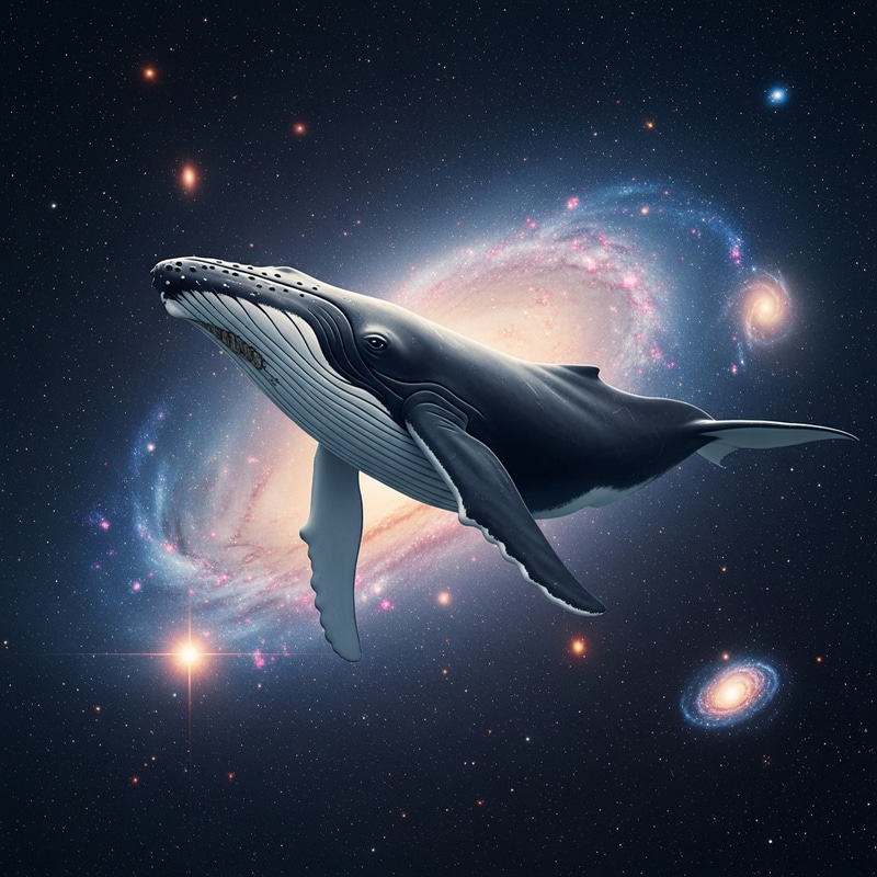 Majestic Humpback Whale Swimming Through Cosmic Space