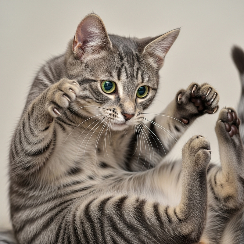 Cute Gray Tabby Cat Playing Cute Gray Tabby Cat Playing