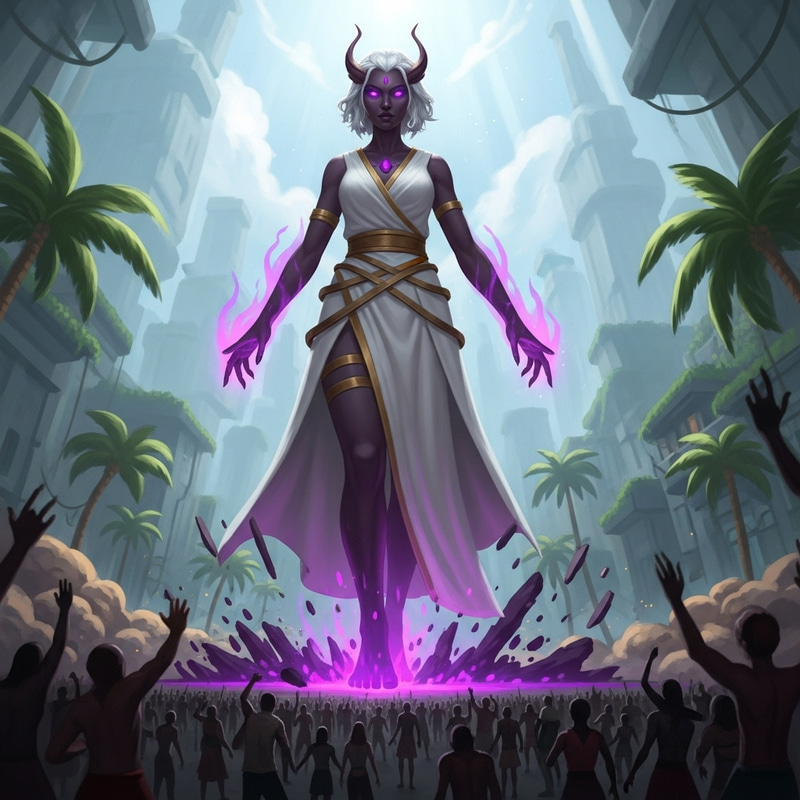 Majestic Dark Goddess - Giant Woman Over 0.5mm Tiny People